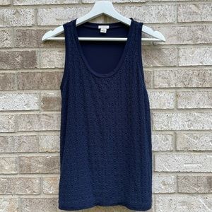 Navy J. Crew Eyelet Lace Tank